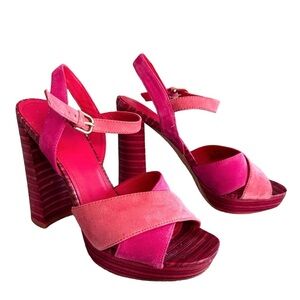Anthropologie | Pour La Victoire Pink Yasminks Criss Cross Sandals Size 6.5